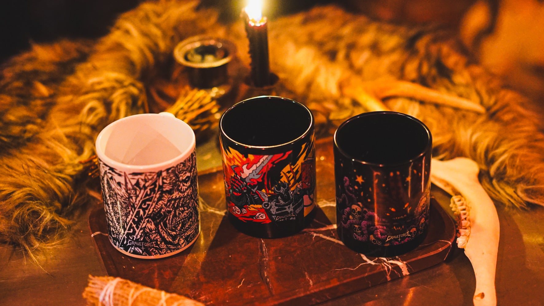 Artist Series water-pot mugs by candlelight