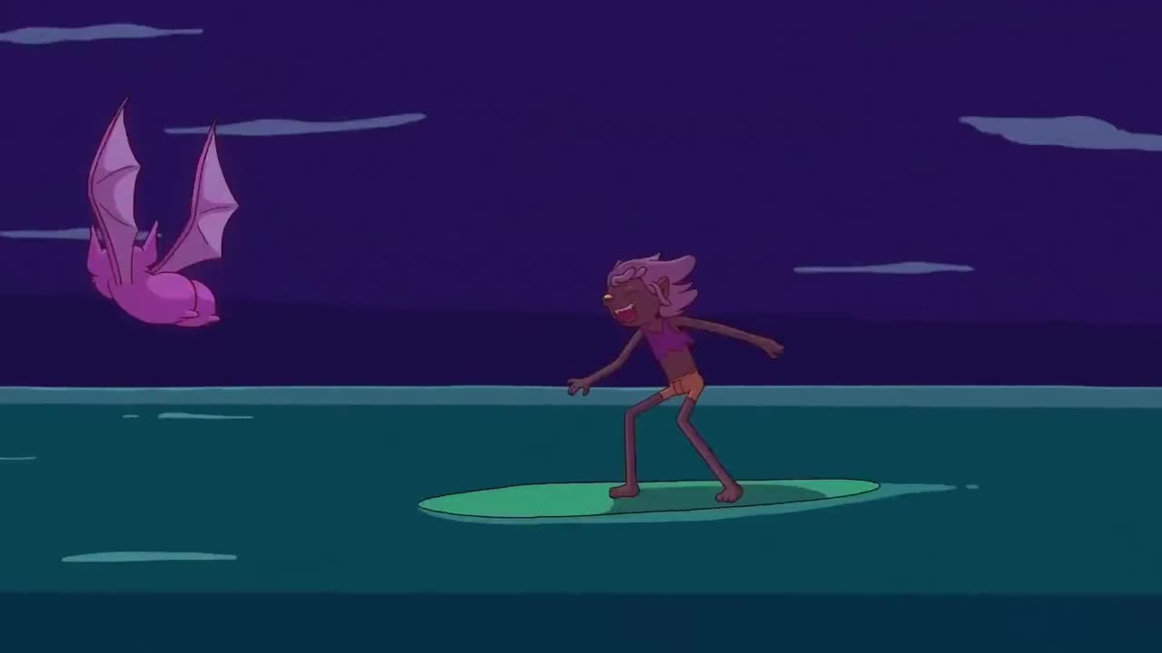 Vampire Surf Cult — a vampire surfing a glowing wave at night